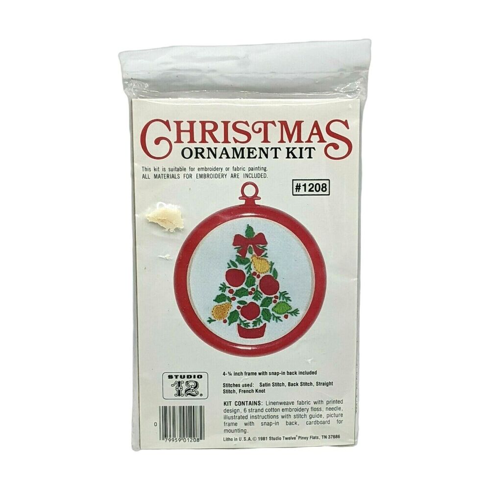 Studio 12 Christmas Tree Ornament Kit Embroidery 1208  Vintage NOS Fruit Holiday
